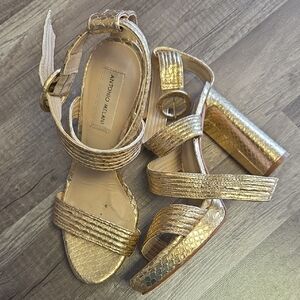 ANTONIO MELANI Metallic Gold Textured Heels